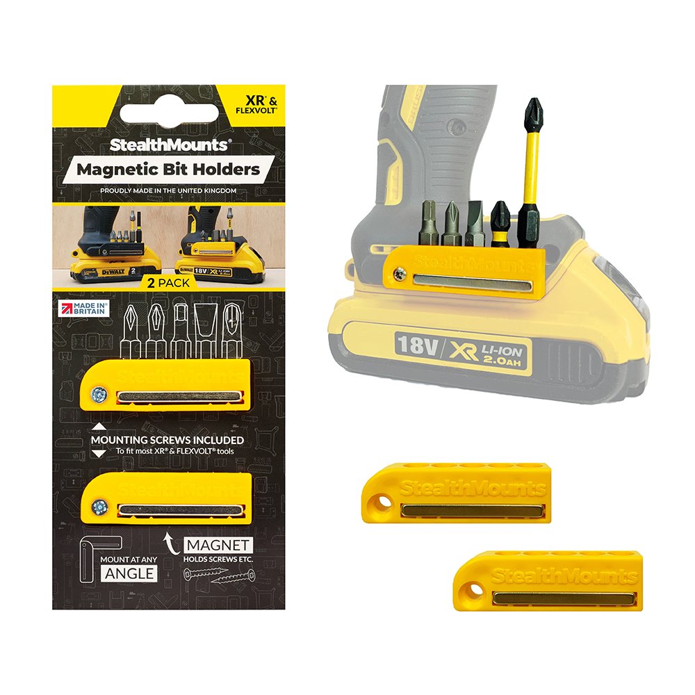 StealthMounts Yellow Bit Holder for DeWalt x 2 StealthMounts Yellow Bit Holder for DeWalt x 2