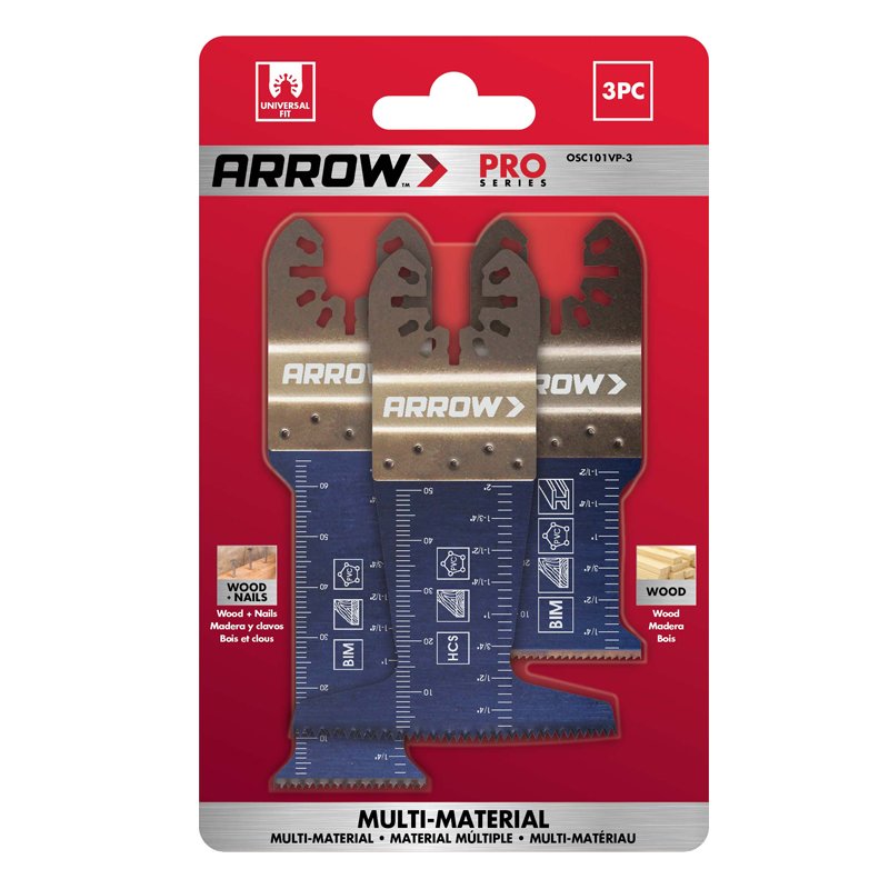 Arrow Multi Material Variety Oscillating Cutter Pack x 3