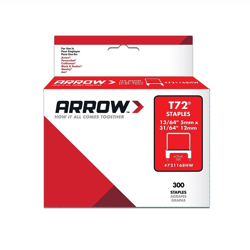 Arrow T72 Clear Insulated Hardwood Staples 12 x 5mm (300)