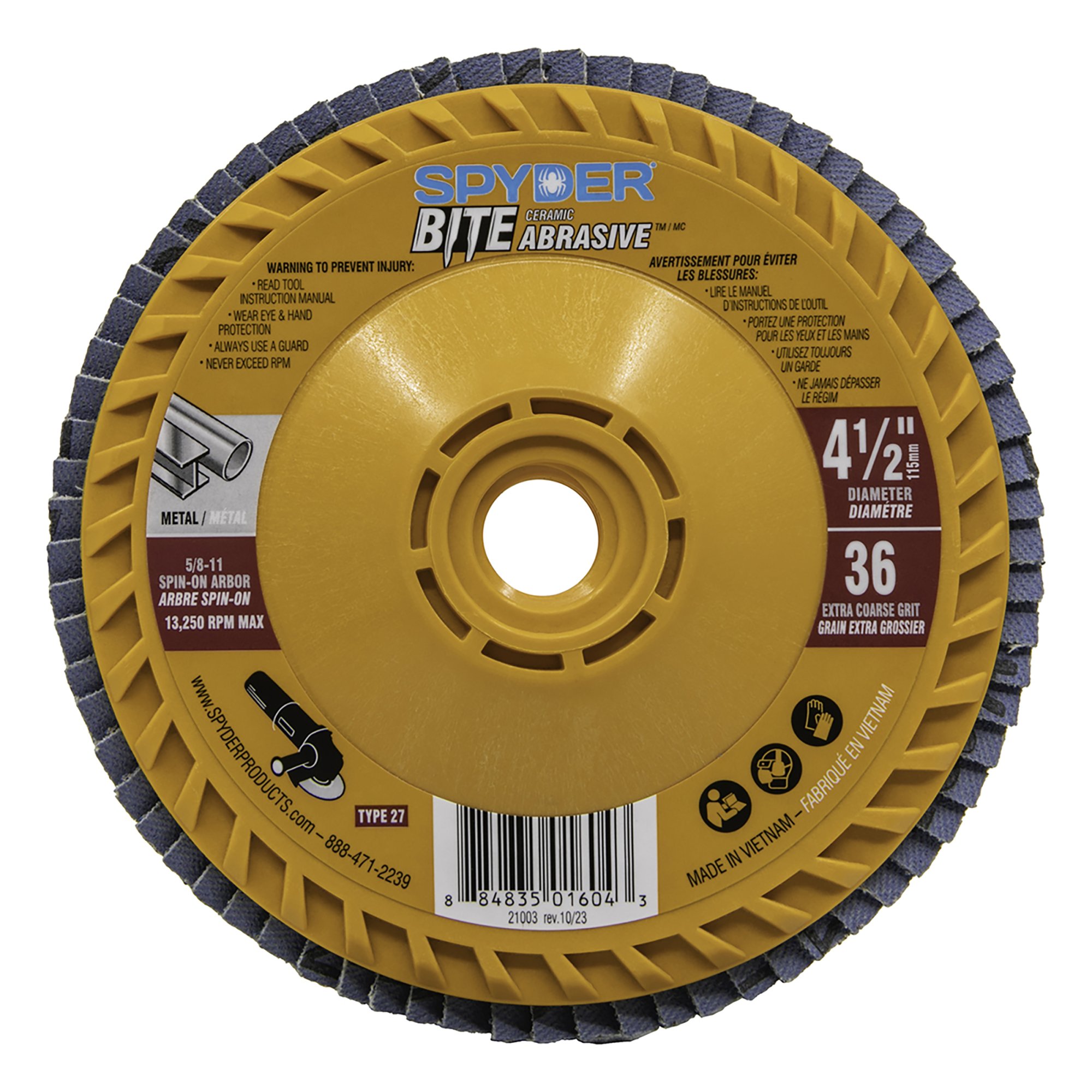 Spyder 4.5" Ceramic 36 Grit Flap Disc Spyder 4.5" Ceramic 36 Grit Flap Disc